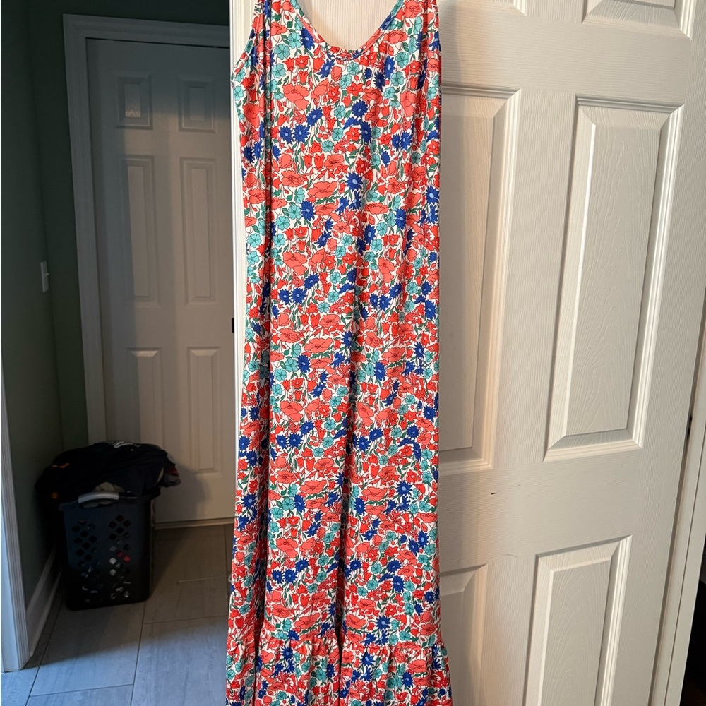 Floral Sleeveless Jumpsuit - Red, Blue, White